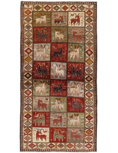 Hand made rug Kashghai Old Figural Persia cm.108x214