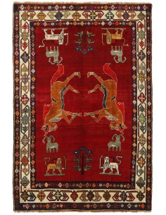 Hand made rug Kashghai Old Figural Persia cm.162x240