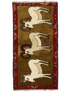 Hand made rug Kashghai Old Figural Persia cm.70x142