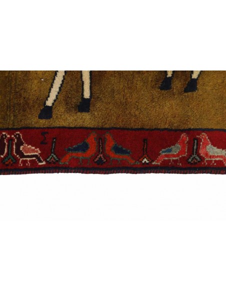 Hand made rug Kashghai Old Figural Persia cm.70x142