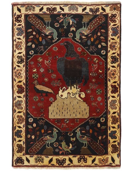 Hand made rug Kashghai Old Figural Persia cm.101x152