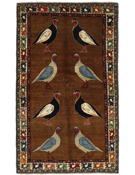 Hand made rug Kashghai Old Figural Persia cm.150x248