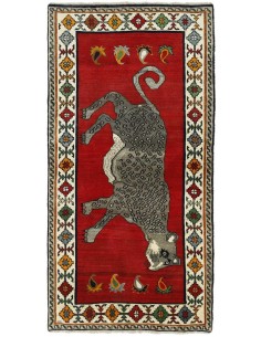 Hand made rug Kashghai Old Figural Persia cm.109x213