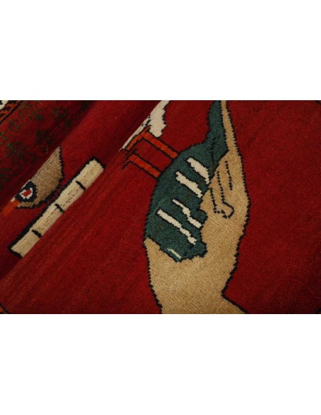 Hand made rug Kashghai Old Figural Persia cm.77x147