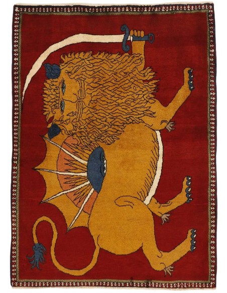Hand made rug Kashghai Old Figural Persia cm.103x142