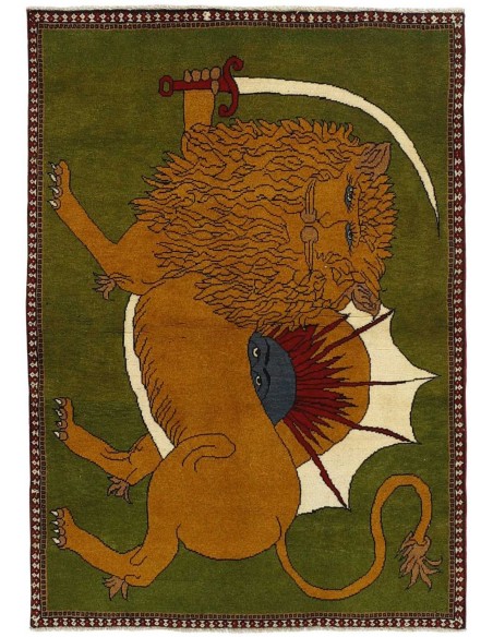 Hand made rug Kashghai Old Figural Persia cm.106x149