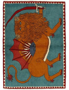 Hand made rug Kashghai Old Figural Persia cm.104x145
