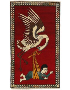 Hand made rug Kashghai Old Figural Persia cm.102x181
