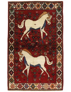 Hand made rug Kashghai Old Figural Persia cm.95x155