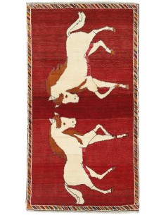 Hand made rug Kashghai Old Figural Persia cm.112x209