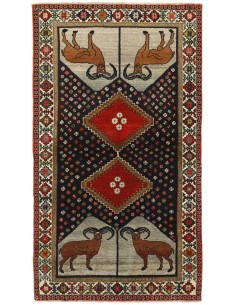 Hand made rug Kashghai Old Figural Persia cm.113x208
