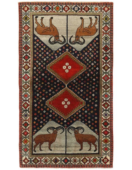 Hand made rug Kashghai Old Figural Persia cm.113x208