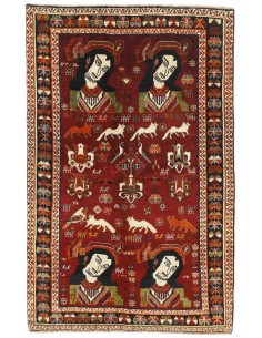 Hand made rug Kashghai Old Figural Persia cm.152x240