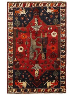 Hand made rug Kashghai Old Figural Persia cm.155x240