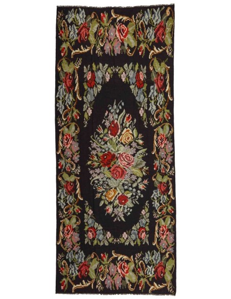 Hand made rug Rose Kilim Old Moldavia cm.194x465