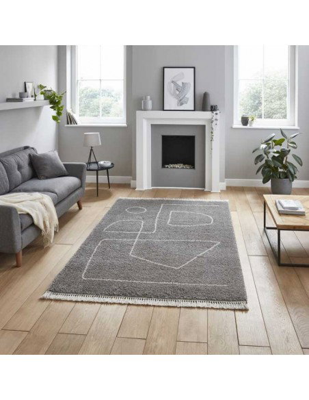 tappeto moderno Boho A474 Grey/Cream