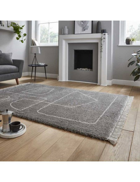 tappeto moderno Boho A474 Grey/Cream