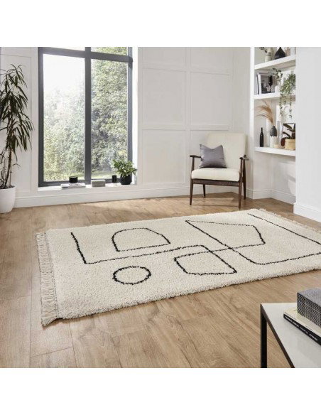 tappeto moderno Boho A474 White/Black