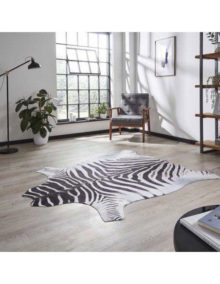 tappeto moderno Faux Zebra Print Black/White