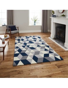 tappeto moderno Hong Kong 3653 Grey/Navy 2