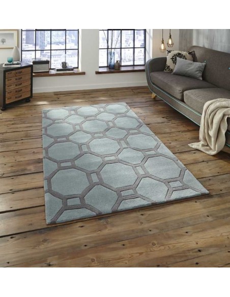 tappeto moderno Hong Kong 4338 Blue/Grey