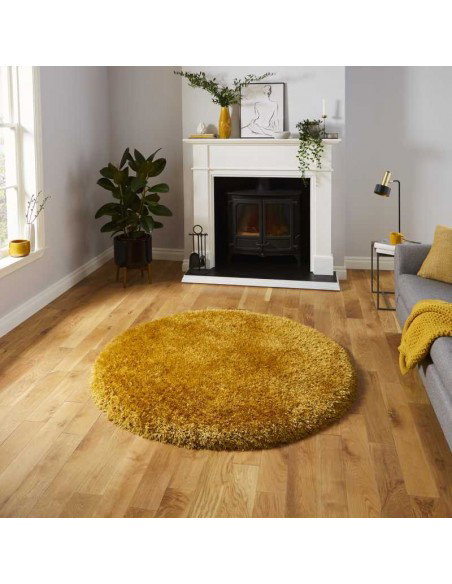 tappeto moderno Montana Yellow rotondo