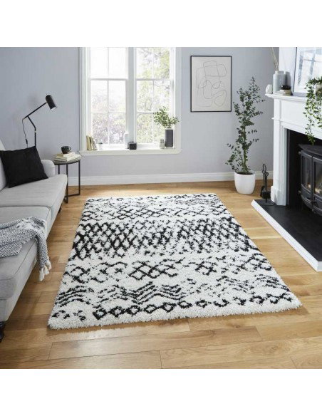 tappeto moderno Scandi Berber G271 White/Black