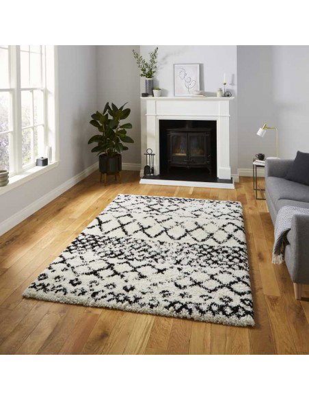 tappeto moderno Scandi Berber G272 White/Black