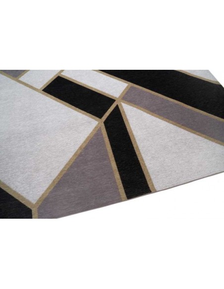Tappeto moderno lavabile in lavatrice Gatsby Black, collezione Art Deco, dimensioni 160x230, 200x300 cm, spessore 0,8 cm, materi