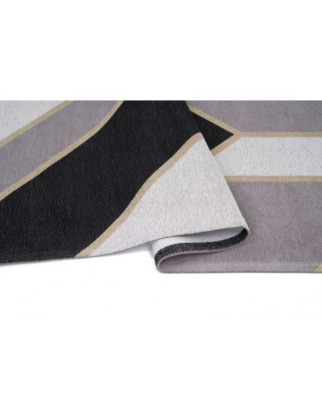 Tappeto moderno lavabile in lavatrice Gatsby Black, collezione Art Deco, dimensioni 160x230, 200x300 cm, spessore 0,8 cm, materi