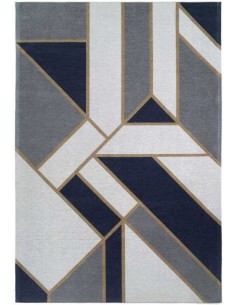 Tappeto moderno lavabile in lavatrice Gatsby Dark Blue della collezione Art Deco - Carpet Decor, 23% cotone 77% poliestere, lavo