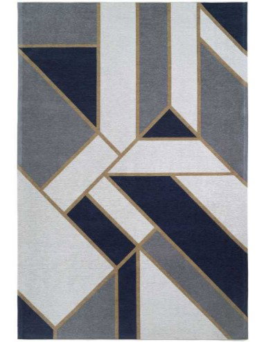 Tappeto moderno lavabile in lavatrice Gatsby Dark Blue della collezione Art Deco - Carpet Decor, 23% cotone 77% poliestere, lavo