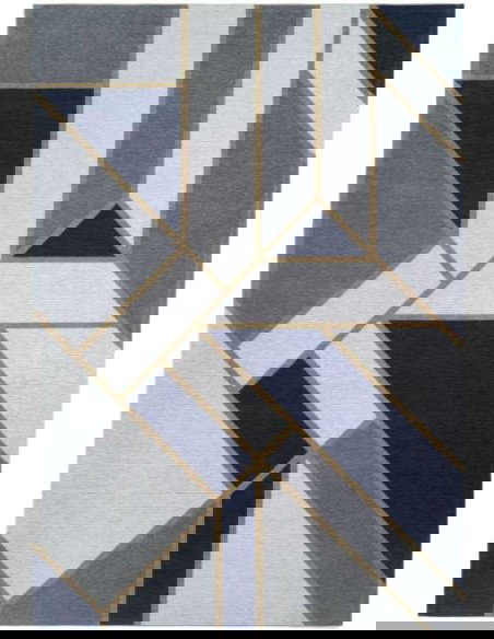 Tappeto moderno lavabile in lavatrice Gatsby Dark Blue della collezione Art Deco - Carpet Decor, 23% cotone 77% poliestere, lavo