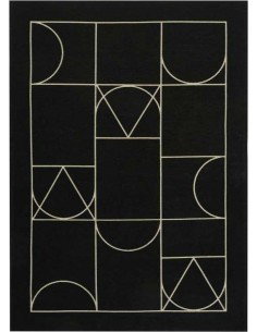 Tappeto moderno lavabile in lavatrice Signet Black collezione Art Deco Carpet Decor 160x230 200x300 23% cotone 77% poliestere Tu
