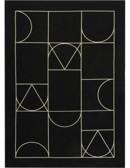 Tappeto moderno lavabile in lavatrice Signet Black collezione Art Deco Carpet Decor 160x230 200x300 23% cotone 77% poliestere Tu