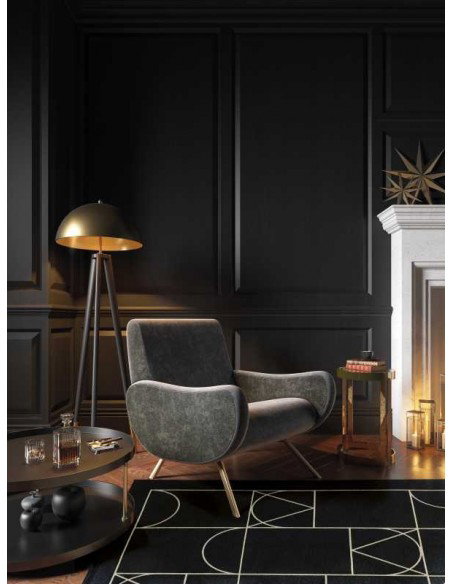 Tappeto moderno lavabile in lavatrice Signet Black collezione Art Deco Carpet Decor 160x230 200x300 23% cotone 77% poliestere Tu