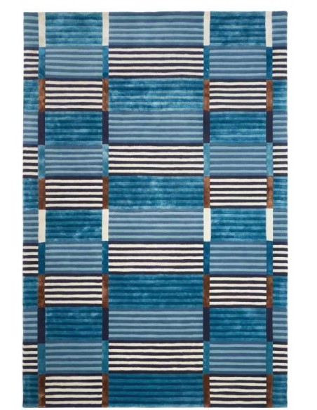 Tappeto moderno Admiral Blue - Collezione Hand Made - Carpet Decor - 160x230 cm - 30% lana 60% viscosa 10% cotone - Fatto a mano