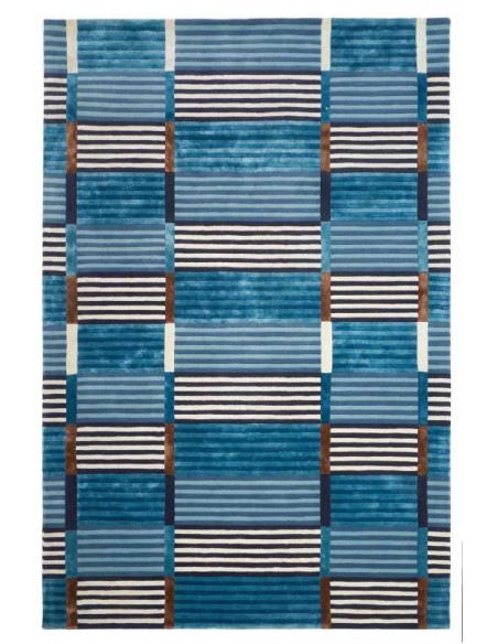 Tappeto moderno Admiral Blue - Collezione Hand Made - Carpet Decor - 160x230 cm - 30% lana 60% viscosa 10% cotone - Fatto a mano