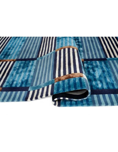 Tappeto moderno Admiral Blue - Collezione Hand Made - Carpet Decor - 160x230 cm - 30% lana 60% viscosa 10% cotone - Fatto a mano