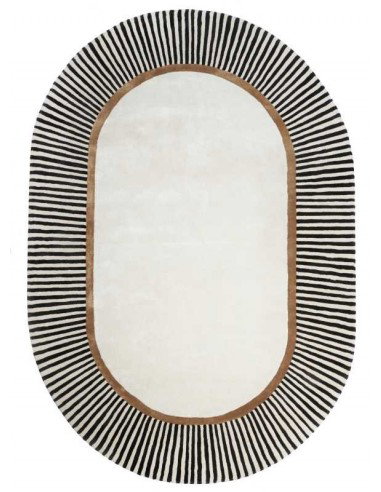 Tappeto moderno Amber Beige Oval - Collezione Hand Made - Carpet Decor - 70% viscosa 20% lana 10% cotone - Fatto a mano in India