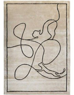 Tappeto moderno Cats Ivory - Collezione Hand Made - Carpet Decor - 95% viscosa 5% lana - Fatto a mano in India - 160x230, 200x30