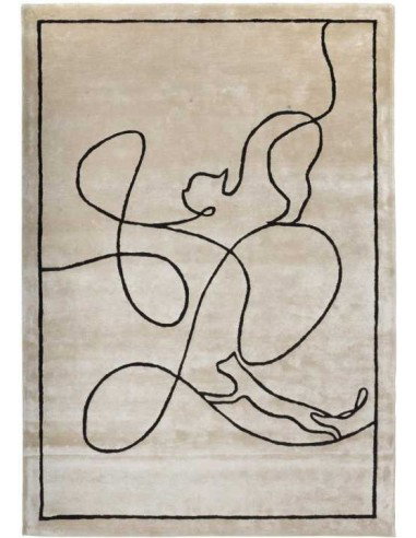 Tappeto moderno Cats Ivory - Collezione Hand Made - Carpet Decor - 95% viscosa 5% lana - Fatto a mano in India - 160x230, 200x30