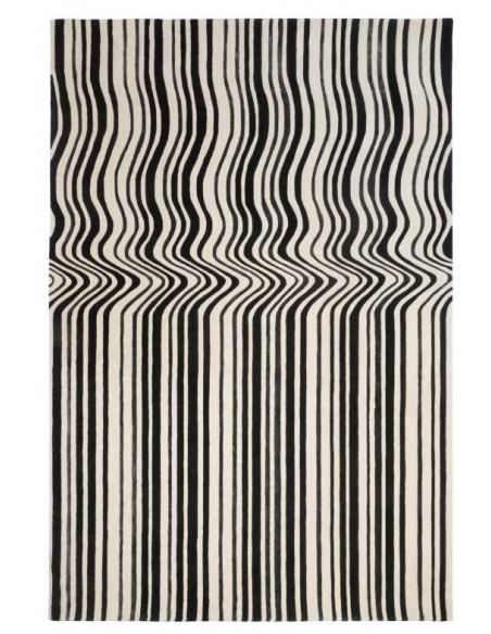 Tappeto moderno Draft Black, collezione Hand Made, 75% lana 15% viscosa 10% cotone, fatto a mano, India.