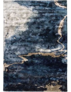 Tappeto moderno Escape Blue, collezione Hand Made, 100% viscosa, fatto a mano, India.