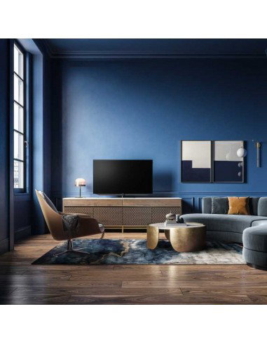Tappeto moderno Escape Blue, collezione Hand Made, 100% viscosa, fatto a mano, India.
