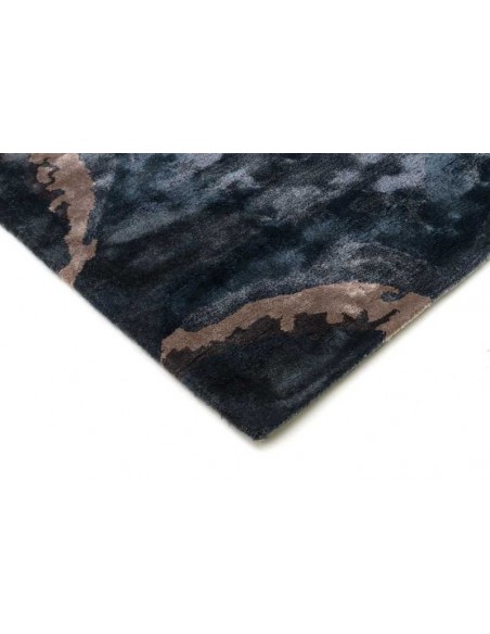 Tappeto moderno Escape Blue, collezione Hand Made, 100% viscosa, fatto a mano, India.