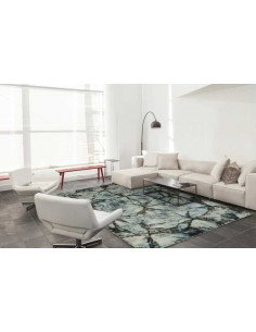 Tappeto moderno Ferno Aqua Gold - Collezione Hand Made - Carpet Decor - 100% viscosa - Fatto a mano - India - 160x230, 200x300 c 2