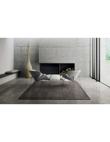 Tappeto moderno Frame Steel Grey - Collezione Hand Made - Carpet Decor - 100% viscosa - Fatto a mano - India - 160x230, 200x300 