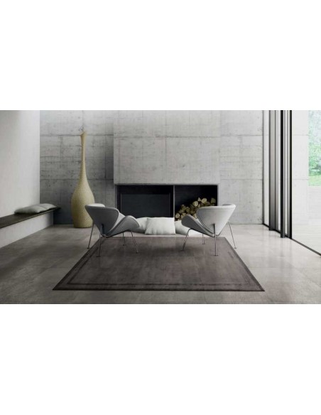Tappeto moderno Frame Steel Grey - Collezione Hand Made - Carpet Decor - 100% viscosa - Fatto a mano - India - 160x230, 200x300 