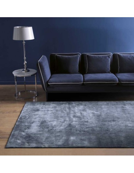 Tappeto moderno Linen Dark Blue - Collezione Hand Made - Carpet Decor - 160x230 cm - 200x300 cm - 90% viscosa 10% lino - Fatto a